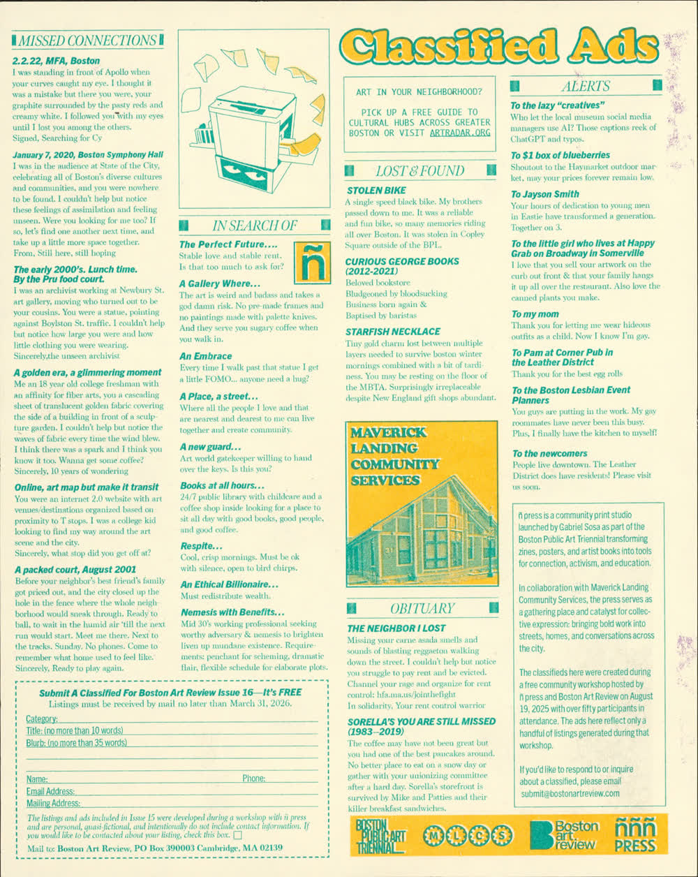 Boston Art Review classifieds graphic