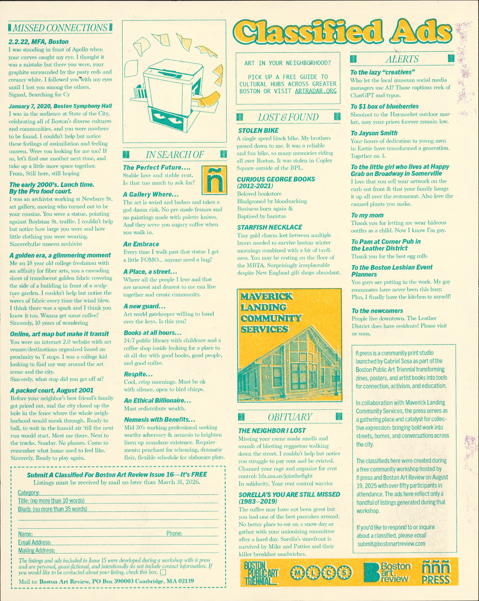 Boston Art Review classifieds graphic