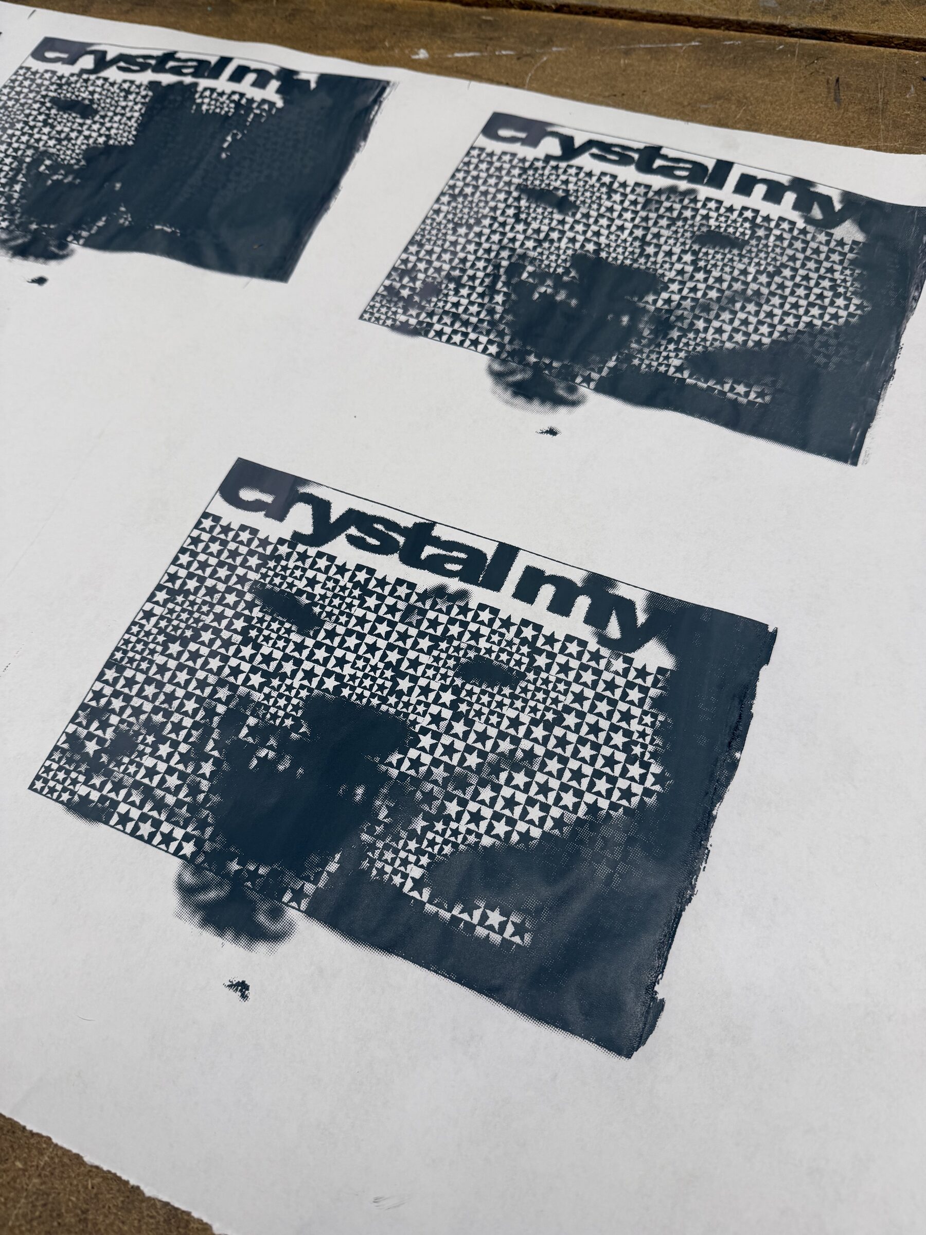 Freshly printed graphic on fabric