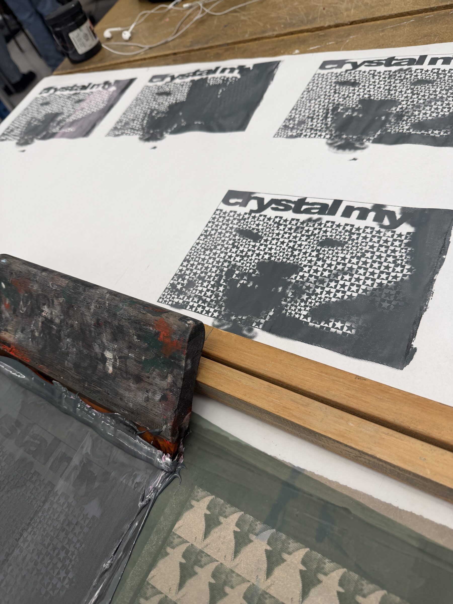 Workshop participant preparing a print