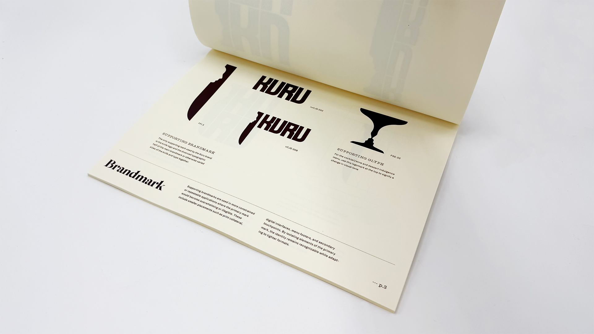 KURU Fine Dining brand guideline detail spread
